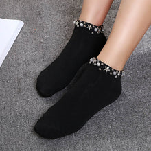 Load image into Gallery viewer, Handmade Japan Pearl Stars Fishnet Socks